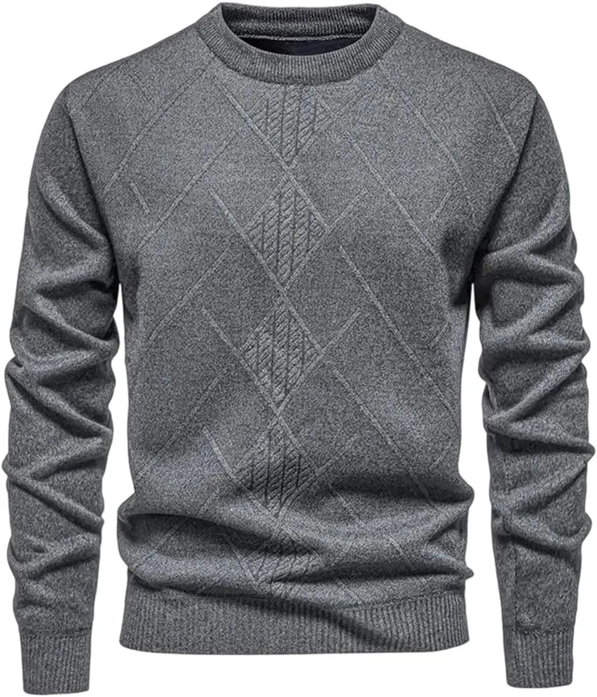 Мужской пуловер толстый однотонный slim fit