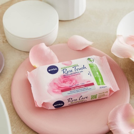 Мицеллярные салфетки Rose Touch с органической розовой водой, 25 шт., Nivea — фото 3