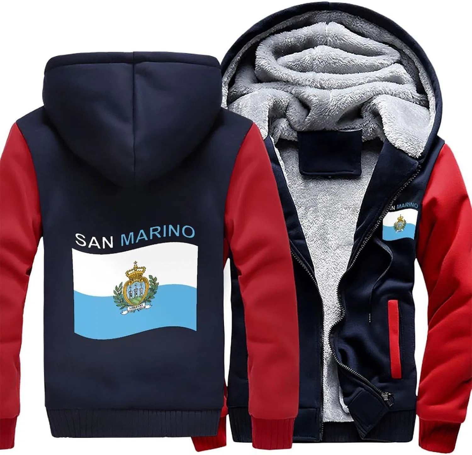 Толстовка на молнии, флисовая, красная — фото 3