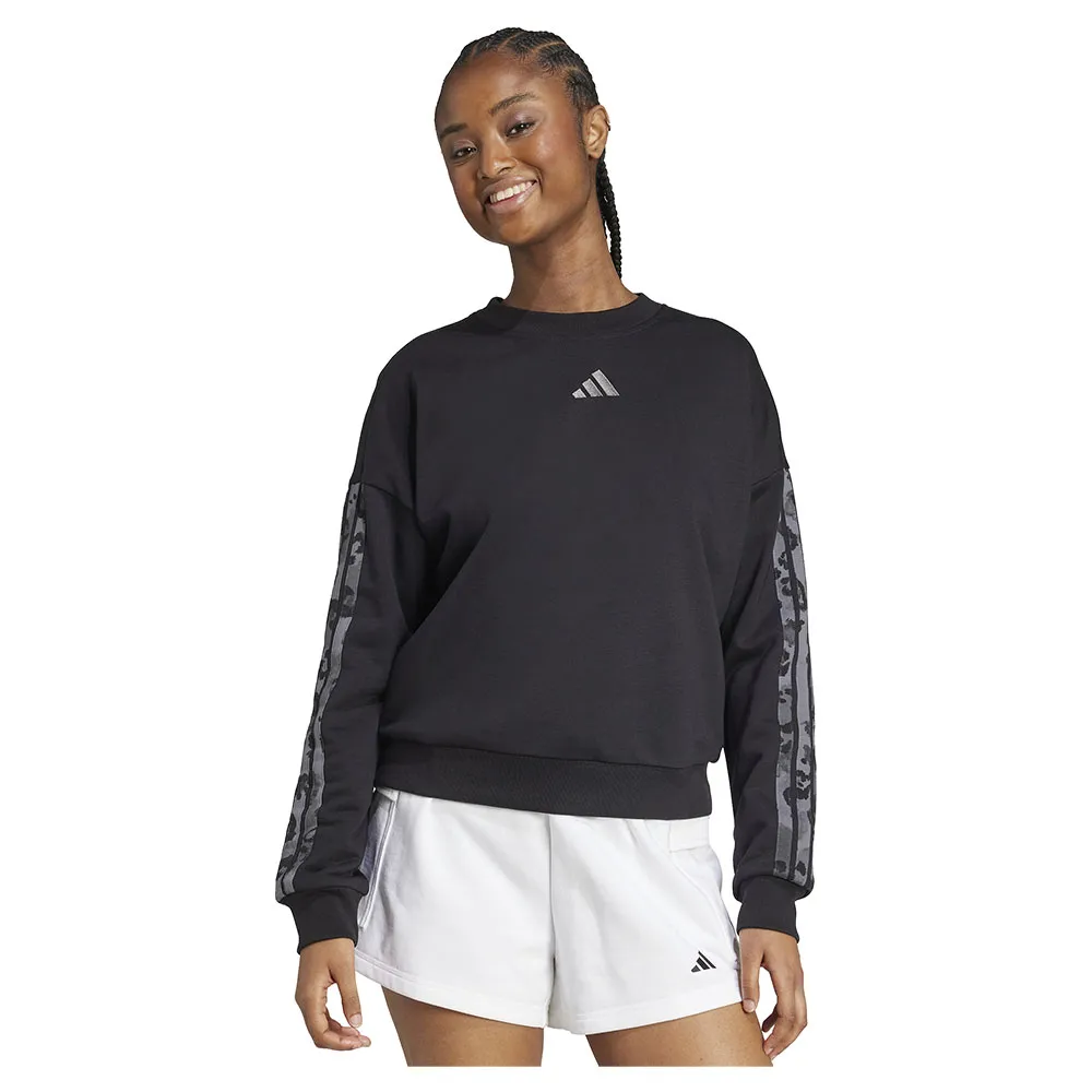 

Толстовка adidas Animal Print 3 Stripes French Terry, черный