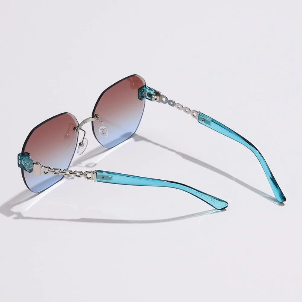 

Женские солнцезащитные очки большого размера в квадратной оправе без ободка, модные, с винтажным градиентом, защита от УФ-излучения UV400 (2027 год) MTZJH, Brown Blue