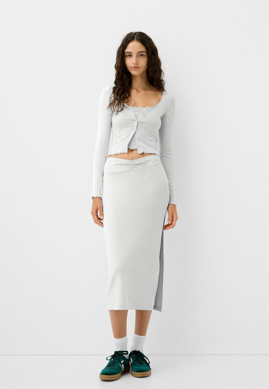 

Кардиган LONG SLEEVE Bershka, цвет Mottled Grey
