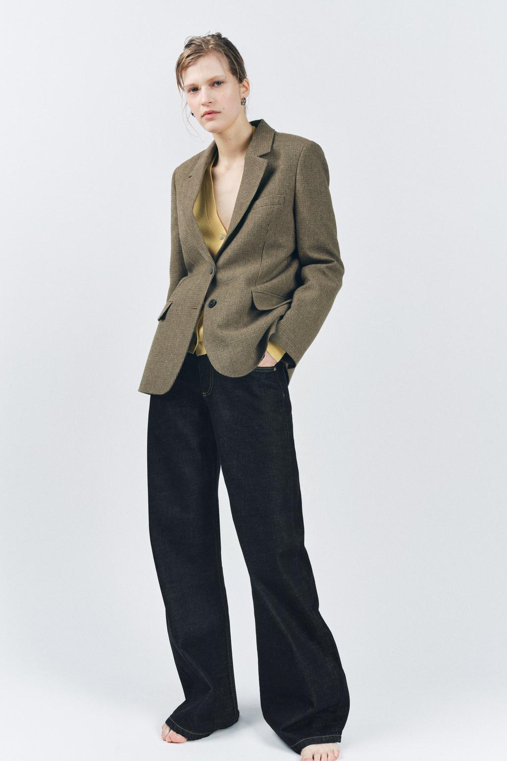 

Клетчатый блейзер из коллекции zw ZARA, цвет Brown/Green