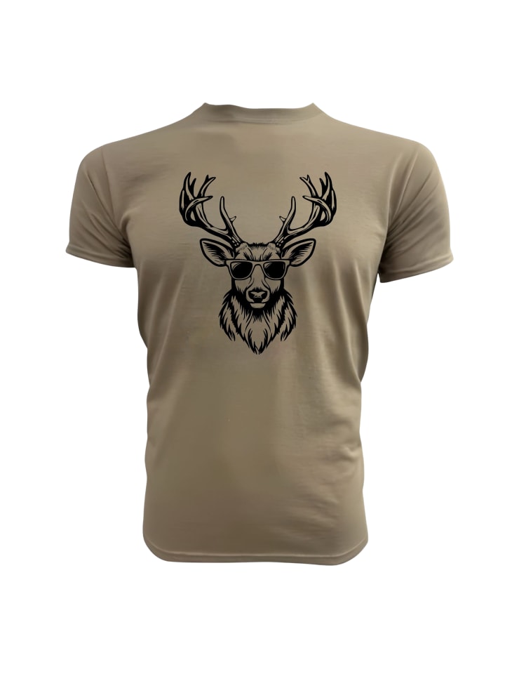 

Футболка PAULGOS Herren T-Shirt, Hirschkopf mit Sonnenbrille, песочный