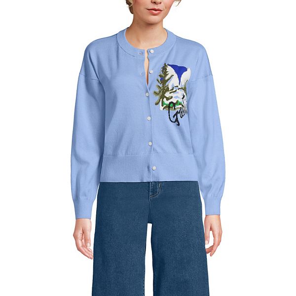 

Женский укороченный кардиган с жаккардовым узором и круглым вырезом Lands' End