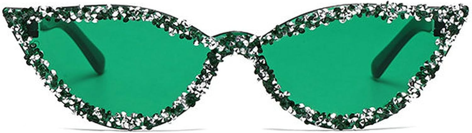 

Солнцезащитные очки COTIA Small Cat Eye с бриллиантами и стразами для женщин, в полной оправе, с блестящими кристаллами, милые солнцезащитные очки в форме кошачьего глаза, Green