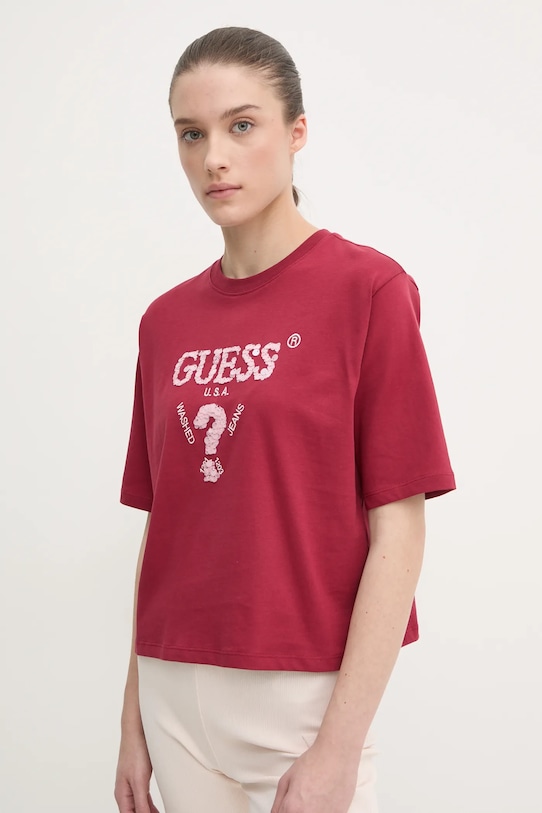 

Хлопковая футболка Aurélie Guess, красный