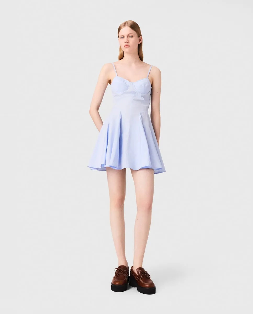 

Короткое расклешенное хлопковое платье Maje, светло-голубой