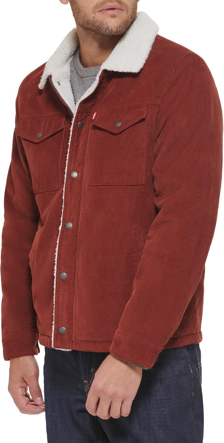Мужская вельветовая куртка Levi's с подкладкой из шерпы (стандартные размеры, большие и высокие), Rust Corduroy — фото 3