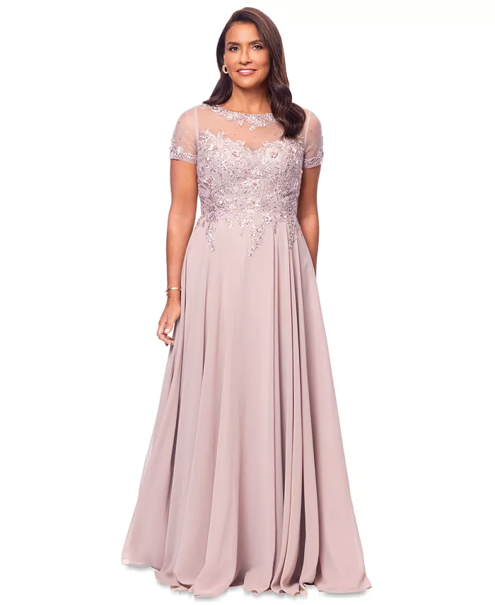 

Женское платье с лодочкой и пайетками из сетки XSCAPE, коричневый/бежевый