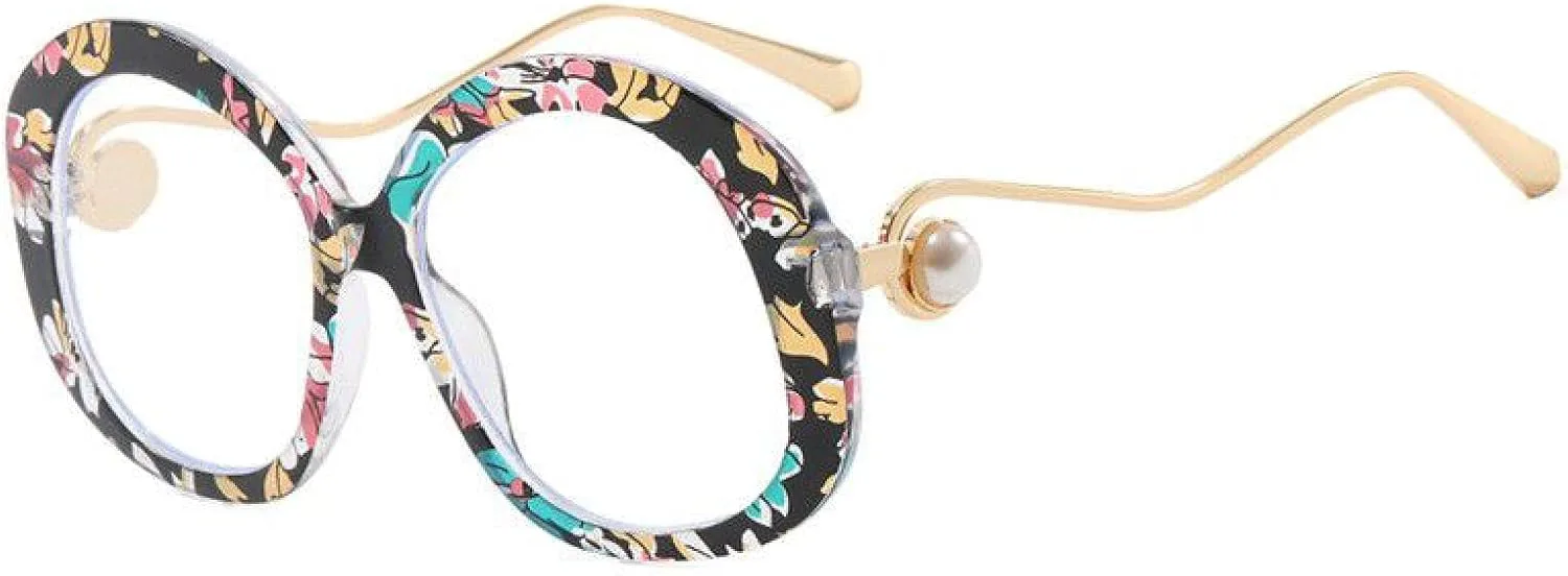 

Винтажные круглые женские солнцезащитные очки класса люкс с жемчужным дизайном, обеспечивающие защиту от УФ-излучения UV400 TVTBBVV, C6-black Flower Clea