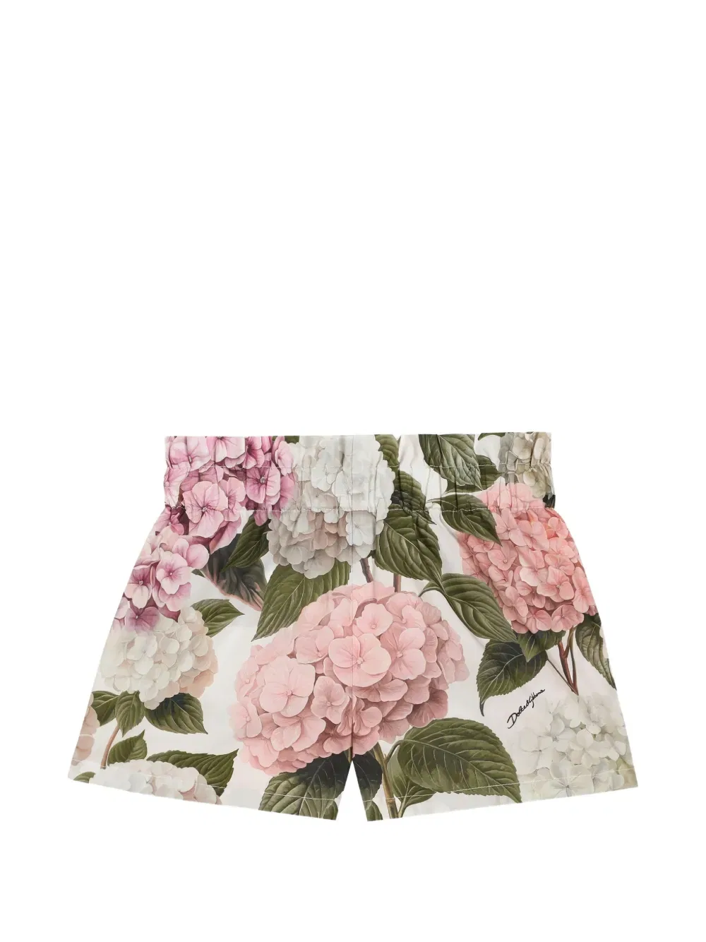Шорты из поплина с принтом гортензий Dolce & Gabbana Kids, белый