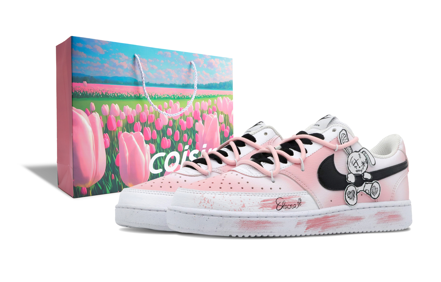 

Кроссовки Nike Court Vision 1 Skateboarding Shoes Women's Low-top White, розовый