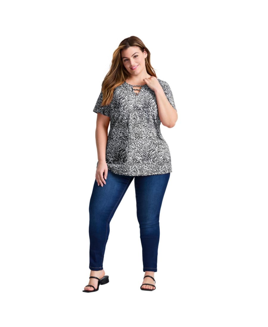 

Женская футболка с коротким рукавом и тремя вырезами-замочными скважинами AVENUE, Black mixed animal, Черный, Женская футболка с коротким рукавом и тремя вырезами-замочными скважинами AVENUE, Black mixed animal