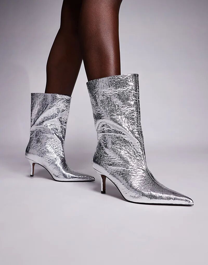 Ботинки Candi с широкими штанинами ASOS DESIGN серебристого цвета