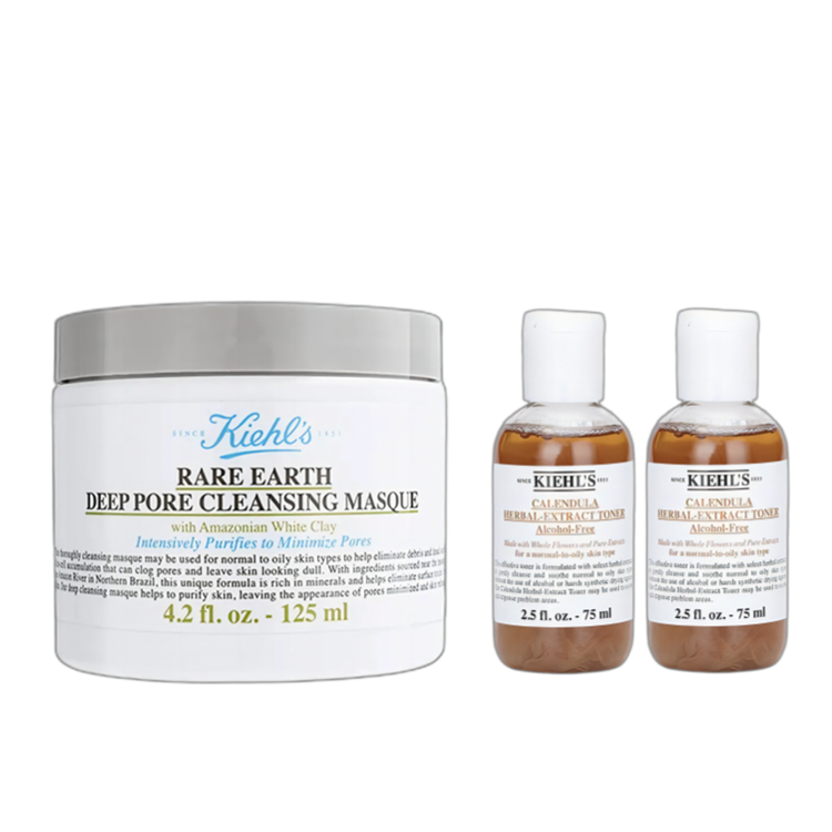 Kiehl's Keyanshi набор средств для ухода за кожей от знаменитостей: вода календулы, маска для лица с белой глиной, увлажняющая и очищающая, 125 мл + 75 мл*2 — фото 3