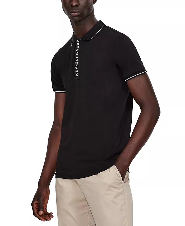 

Мужская поло с логотипом на планке A|X Armani Exchange, черный