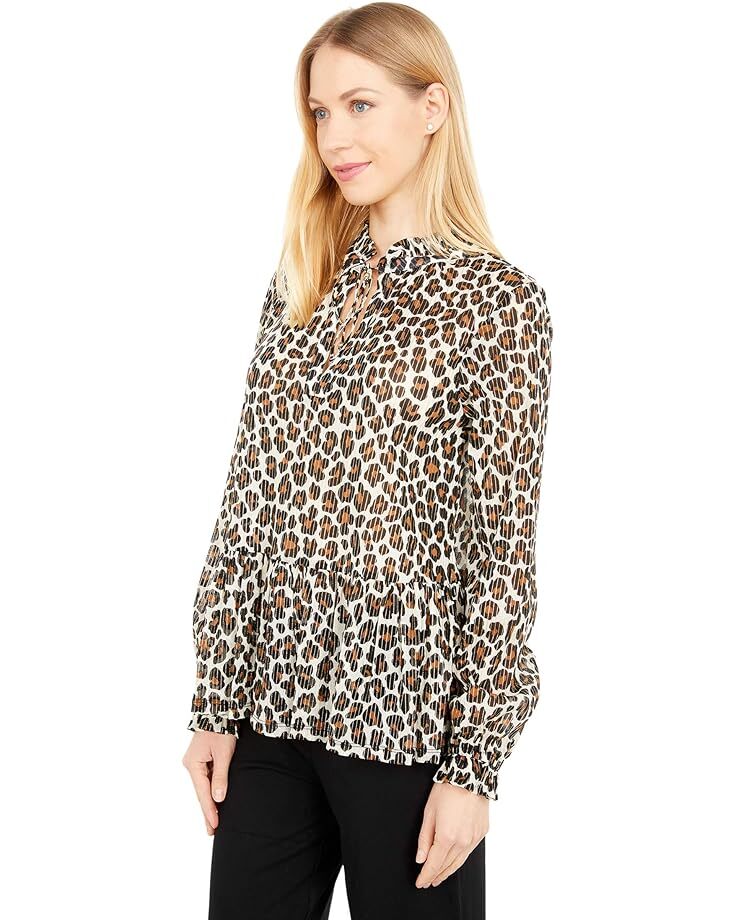 

Топ Michael Kors Seventies Cat Ruffle Top, карамельный