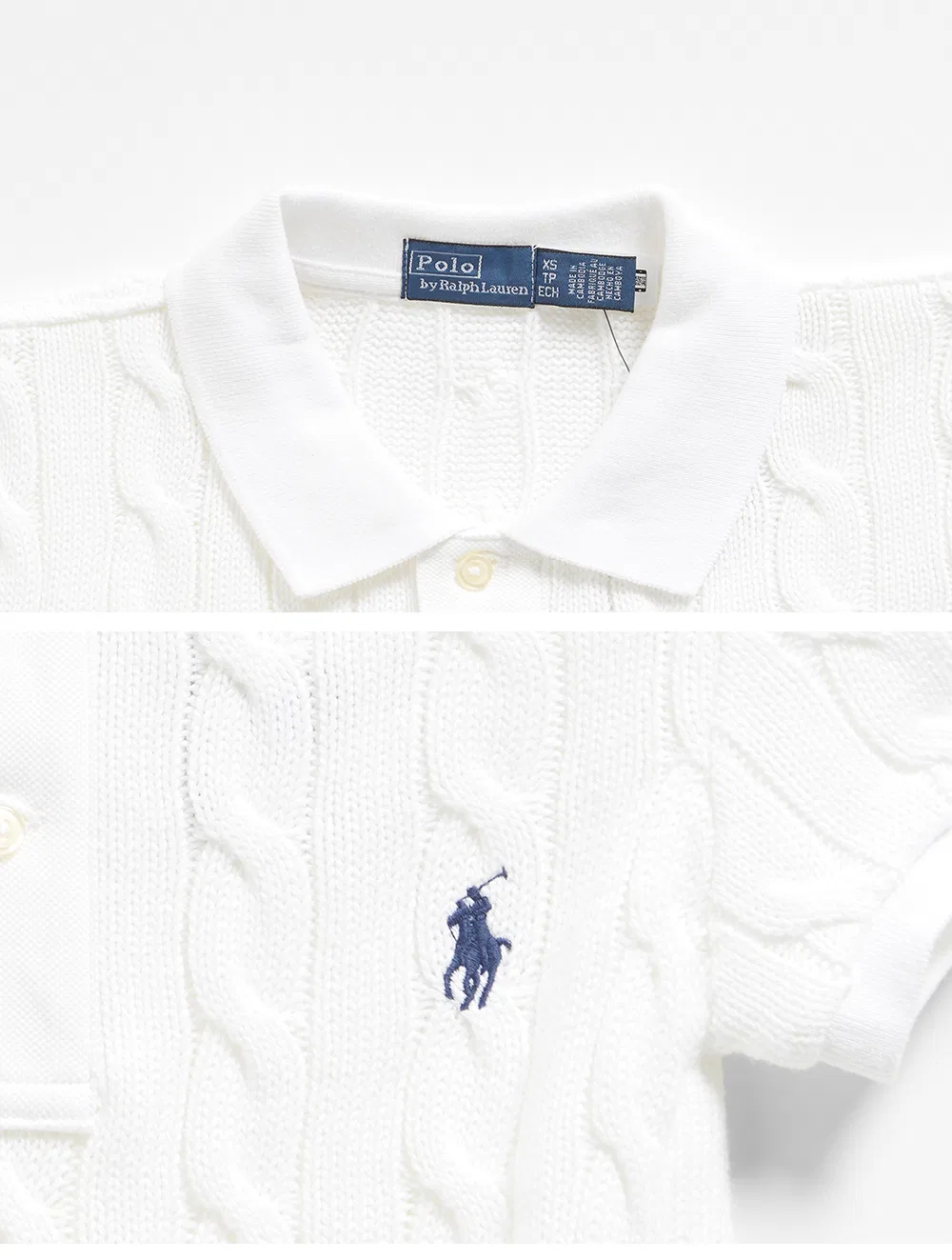 Женский вязаный джемпер поло с косами белый от Polo Ralph Lauren — фото 4