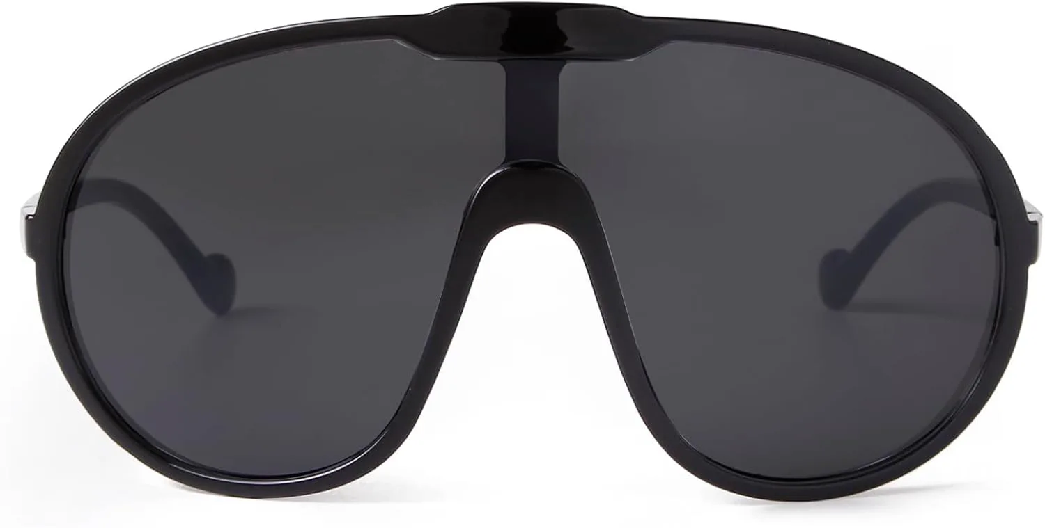 

Солнцезащитные очки SDINM в стиле ретро, ​​большие, для женщин и мужчин, винтажные, 70-х годов, в форме щита, цельные, авиаторские, Black Frame\black Lens