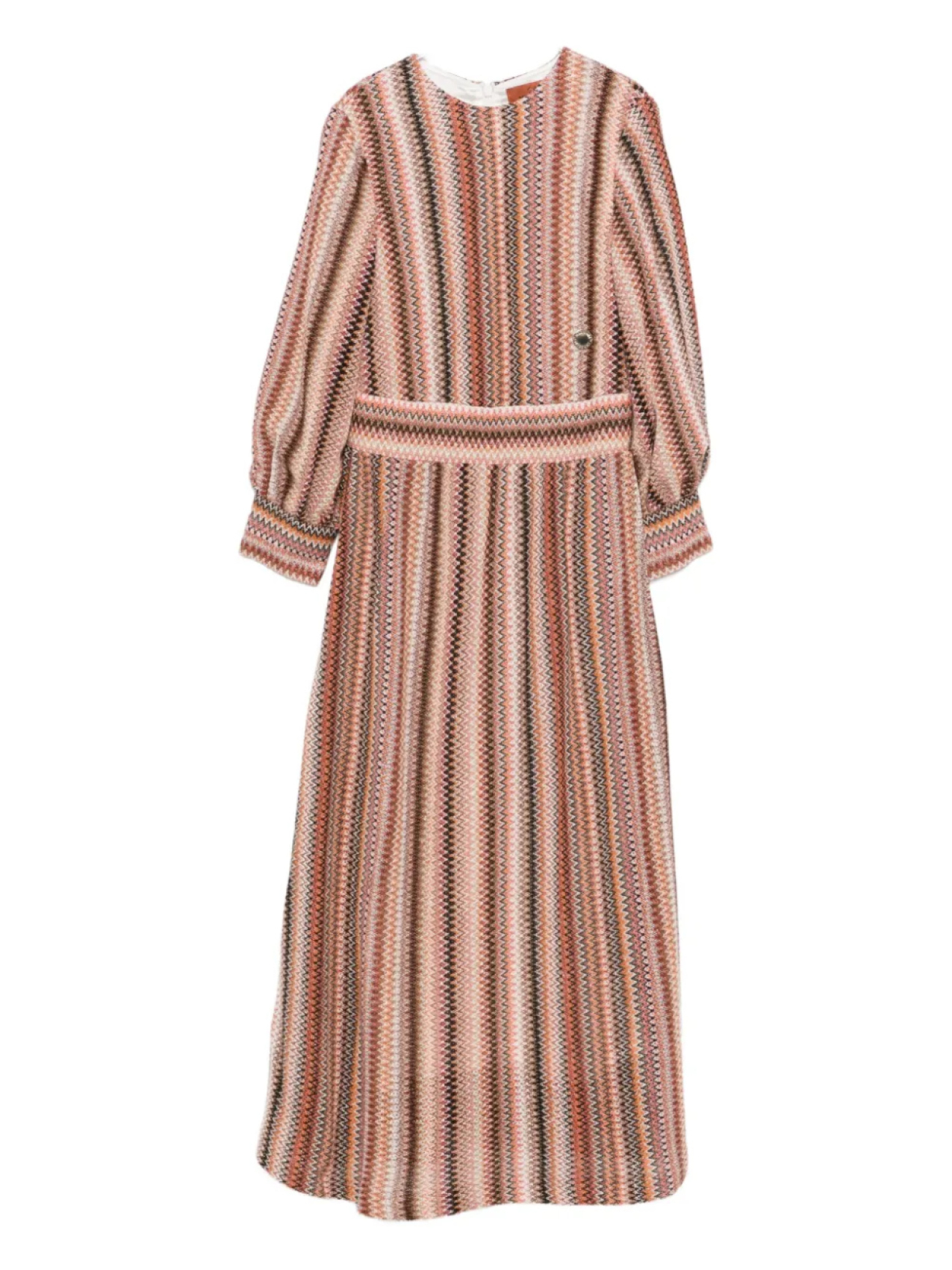 

Платье Missoni Kids с шевронным узором и рукавами-фонариками, коричневый