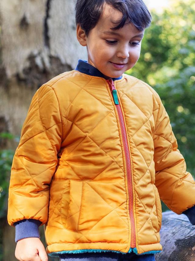Детская куртка Robin стеганая реверсивная Frugi, Gold/Boat Blue — фото 2