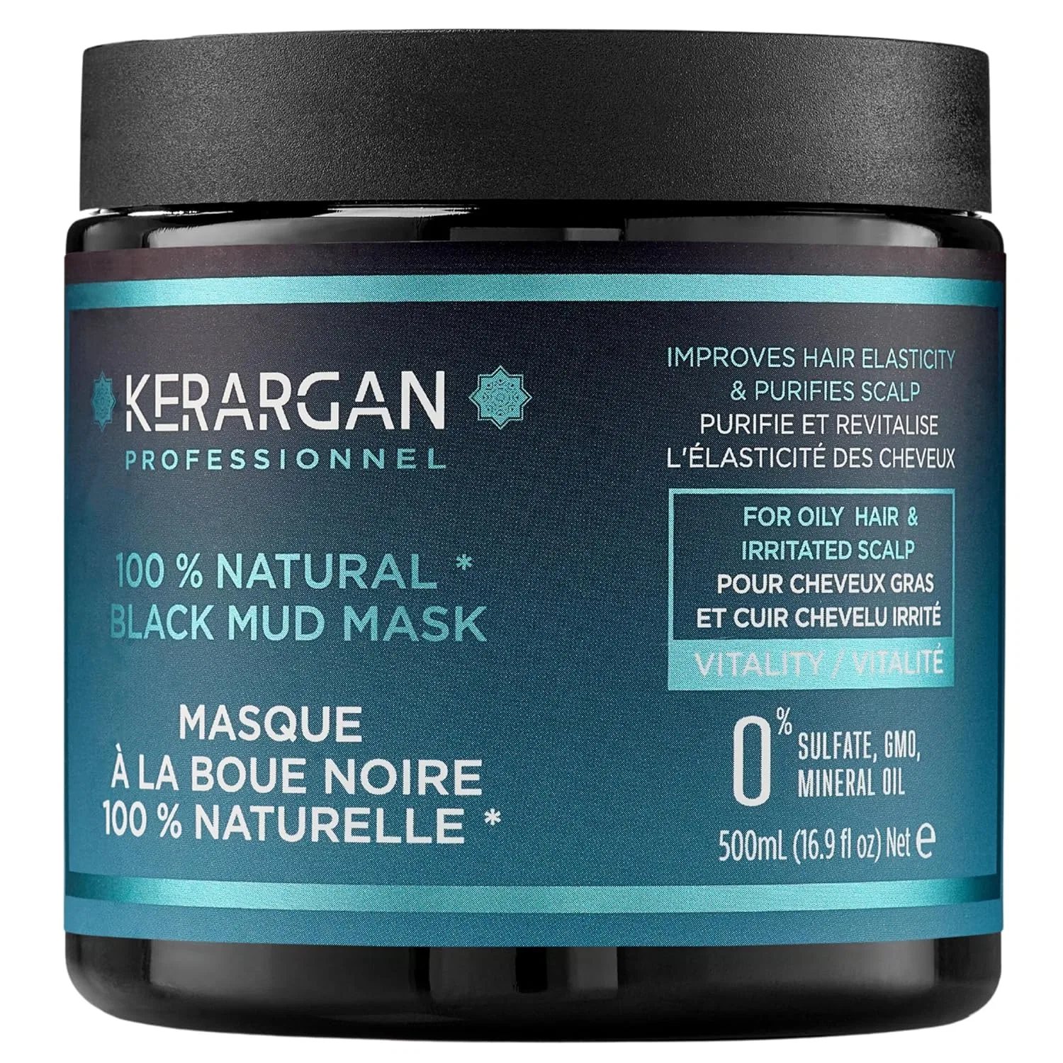 Маска для волос Kerargan Revitalisierende Maske с черной грязью Мертвого моря, 500 мл Kerargan