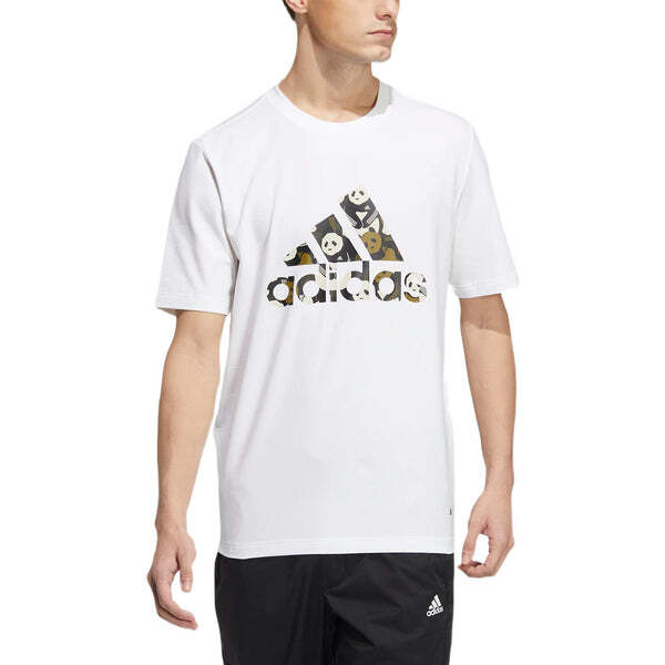 Футболка adidas Solid Color Logo Athleisure Casual Sports Short Sleeve Unisex White, мультиколор — фото 2