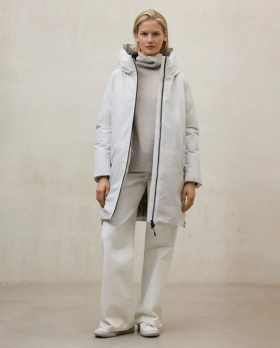 

Женское пальто с молнией, капюшоном и боковыми карманами Ecoalf, белый