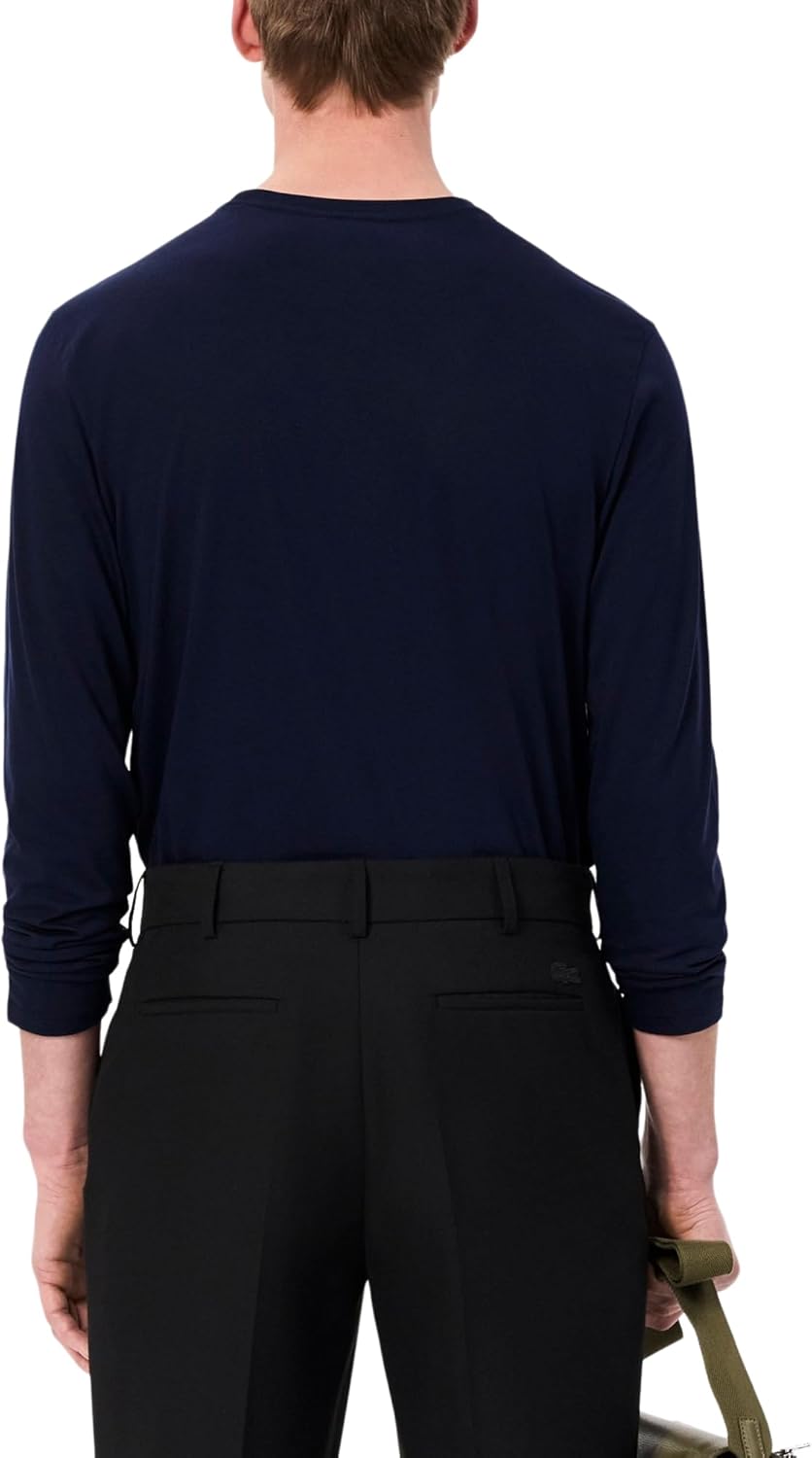Футболка с длинным рукавом из пима-джерси Lacoste с круглым вырезом, Navy Blue — фото 3