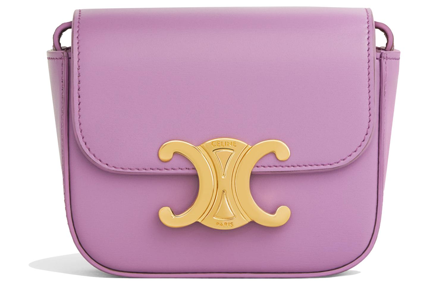 

CELINE Сумка Triomphe из коровьей кожи, мини-сумка через плечо, женская фиолетовая