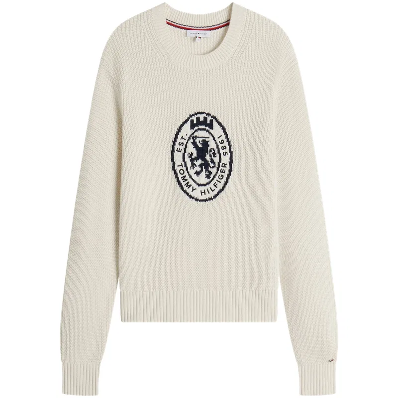 Женский джемпер с круглым вырезом, свободный крой, Tommy Hilfiger, Navy Blue C1G — фото 3