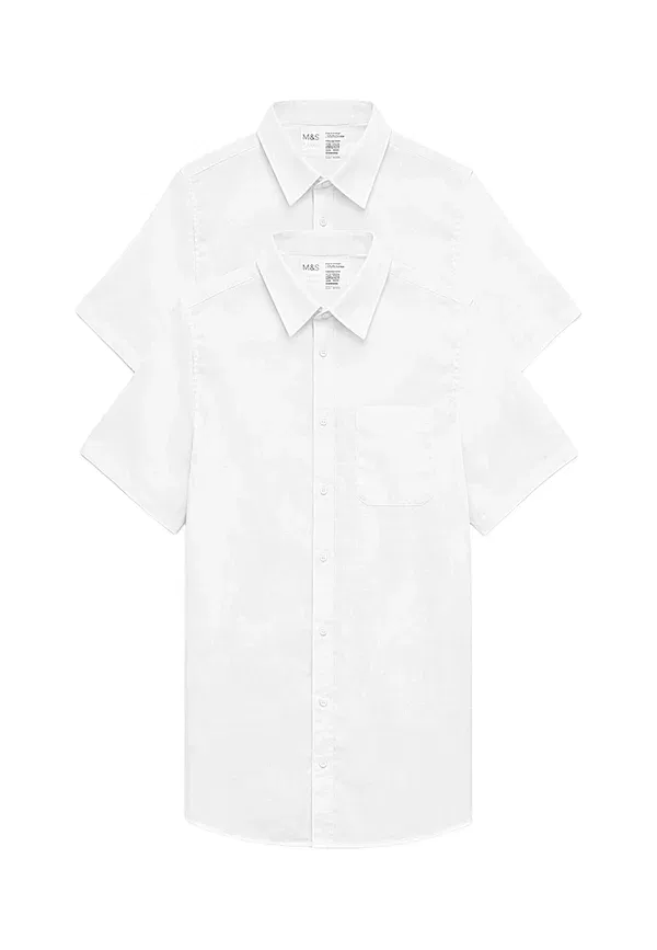 Блуза хлопковая button-down blouse Marks & Spencer, белый