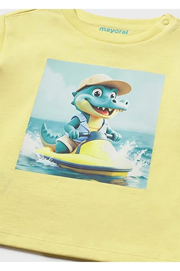 Детская футболка для мальчиков с принтом Summer baby boy printed tshirt Mayoral, Yellow — фото 3