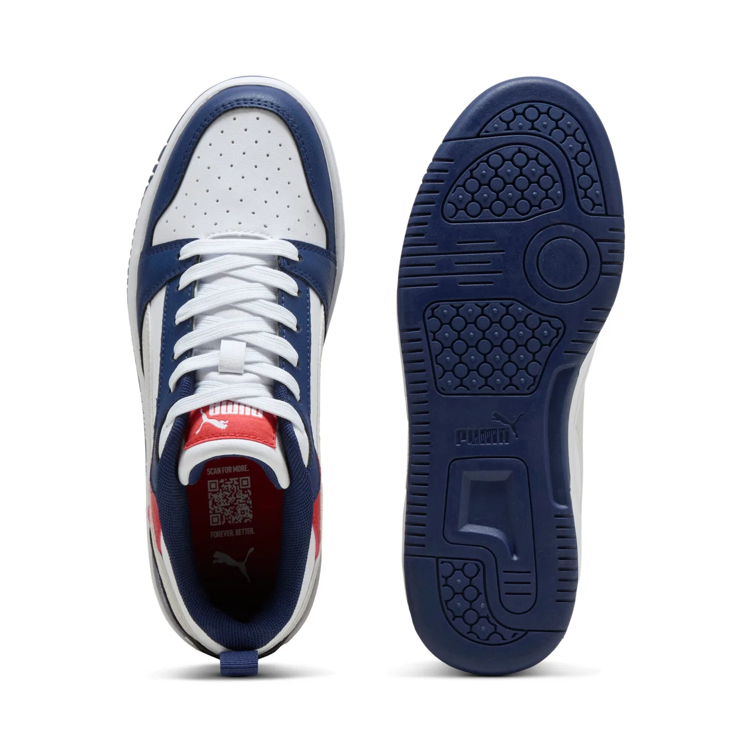 Детские ретро-кроссовки с дышащей подошвой PUMA, Blue Jewel/Feather Gray/White — фото 4