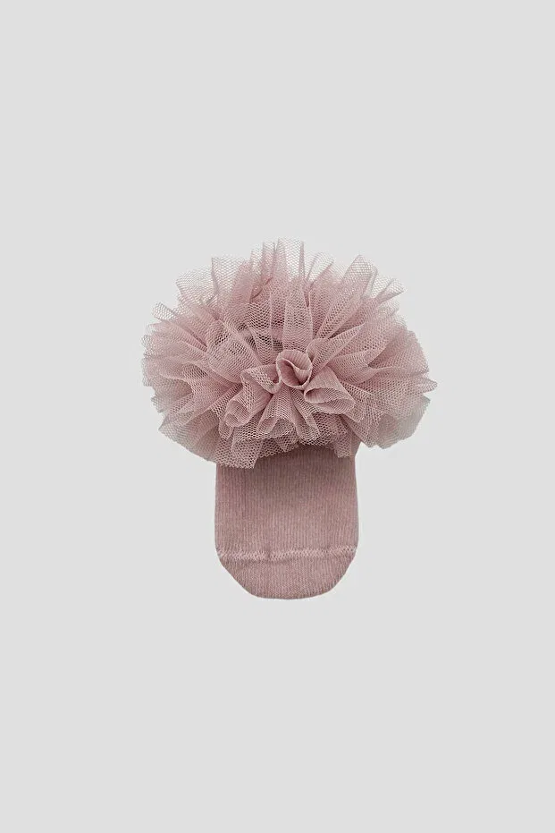 Детские пинетки-носочки для девочек с оборкой Defne Baby, Dark Pink — фото 3
