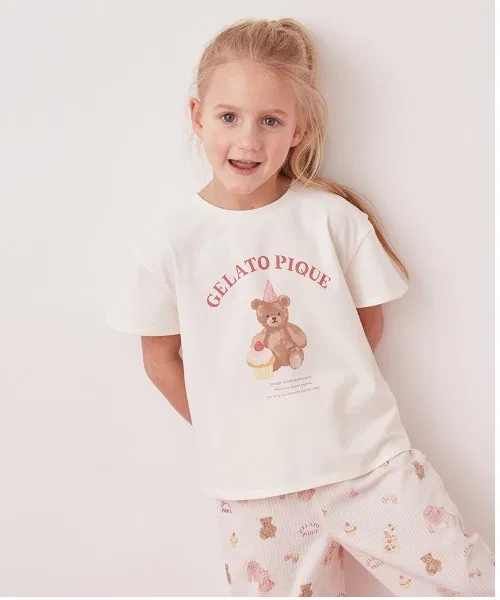 Детская футболка с принтом для девочек, модель Pajama Party Flare, gelato pique, Off White — фото 3