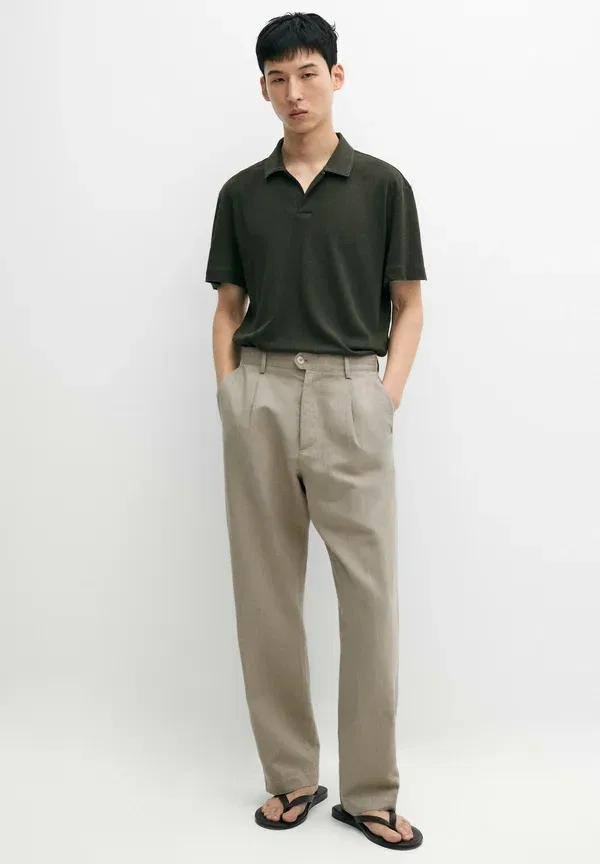 Рубашка поло из льна и хлопка Polo shirt Massimo Dutti, dark green, темно-зеленый — фото 2