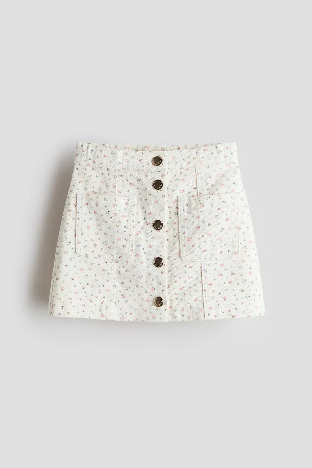 Юбка из хлопчатобумажной саржи H&M, Cremefarben/Geblümt