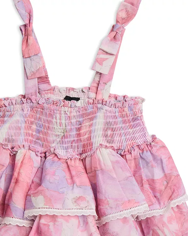 Детское платье для девочек с принтом Lexie Tiered Dress Bardot, розовый — фото 3