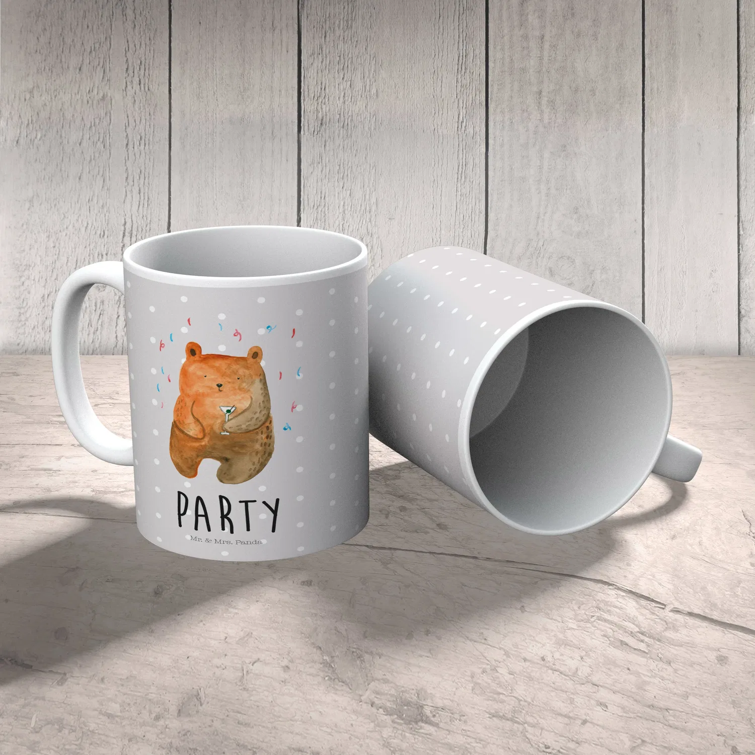 Детская кружка с принтом медведь Bär Party Mr. & Mrs. Panda, серый — фото 3
