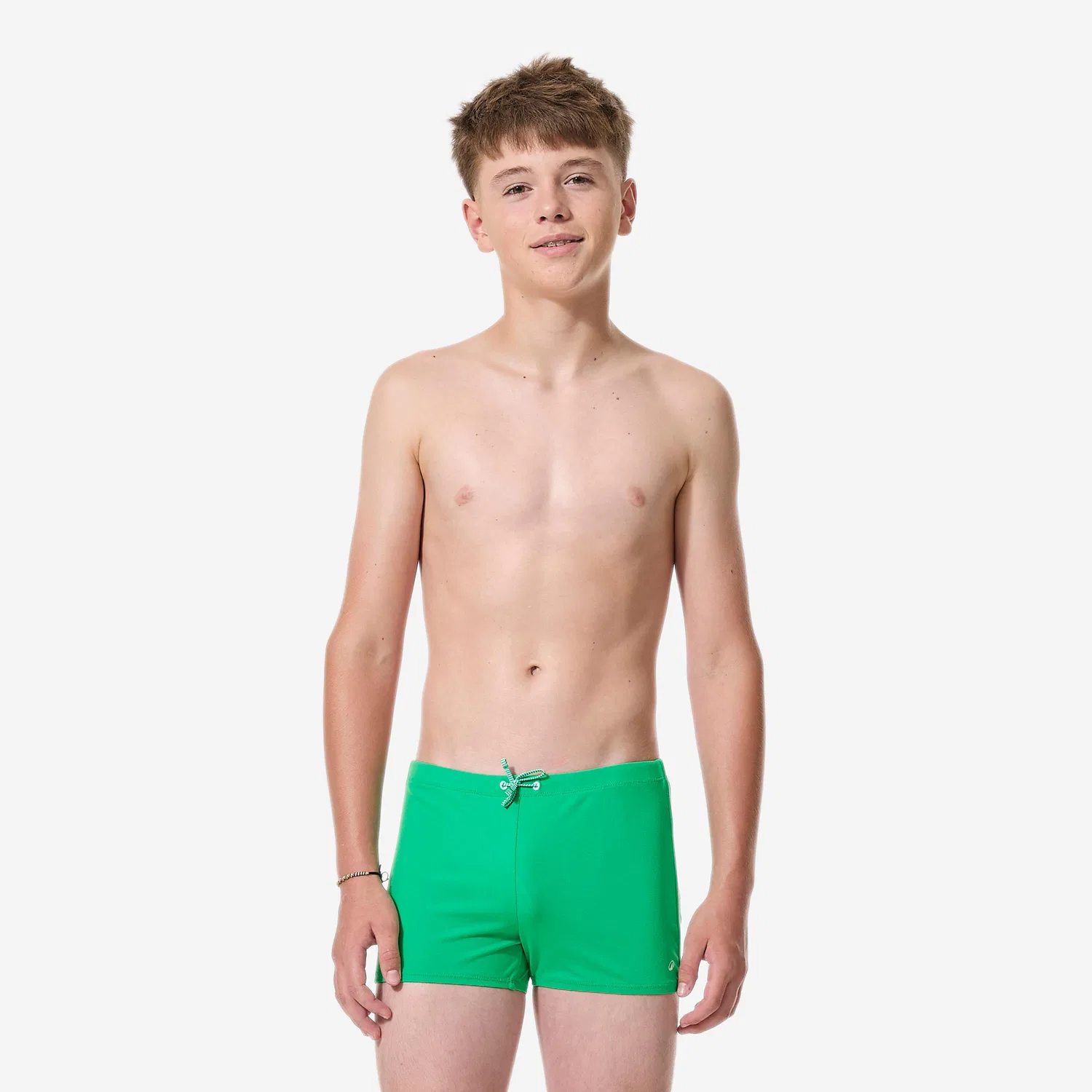Детские хлорустойчивые плавки-боксеры для мальчиков, модель 100 Plus, Decathlon, Цвет Kleegrun Ultraweiß — фото 3