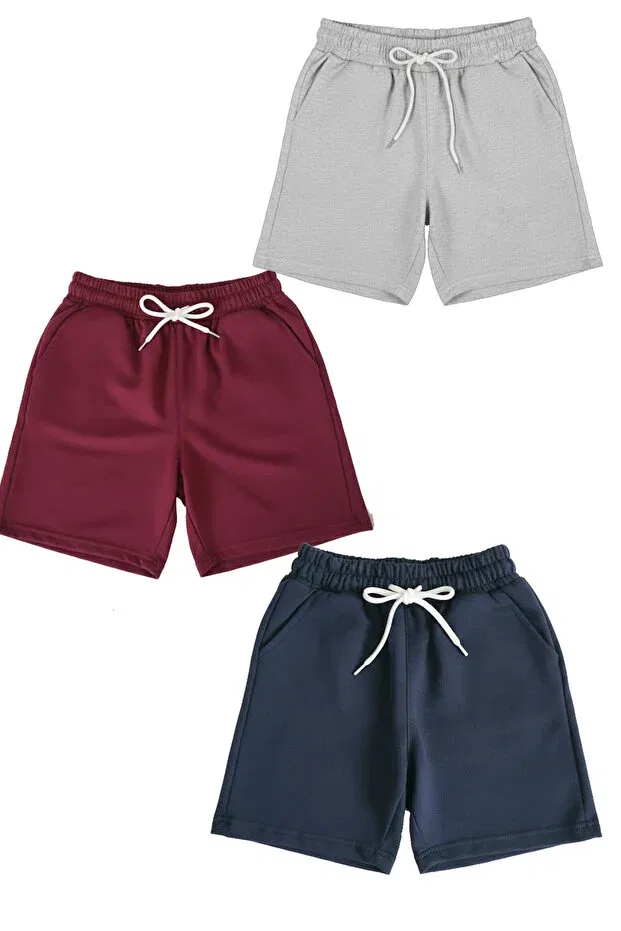 Детский комплект шорт для девочек хлопковый Basics Aytok Tekstil, Burgundy-Grey-Navy Blue