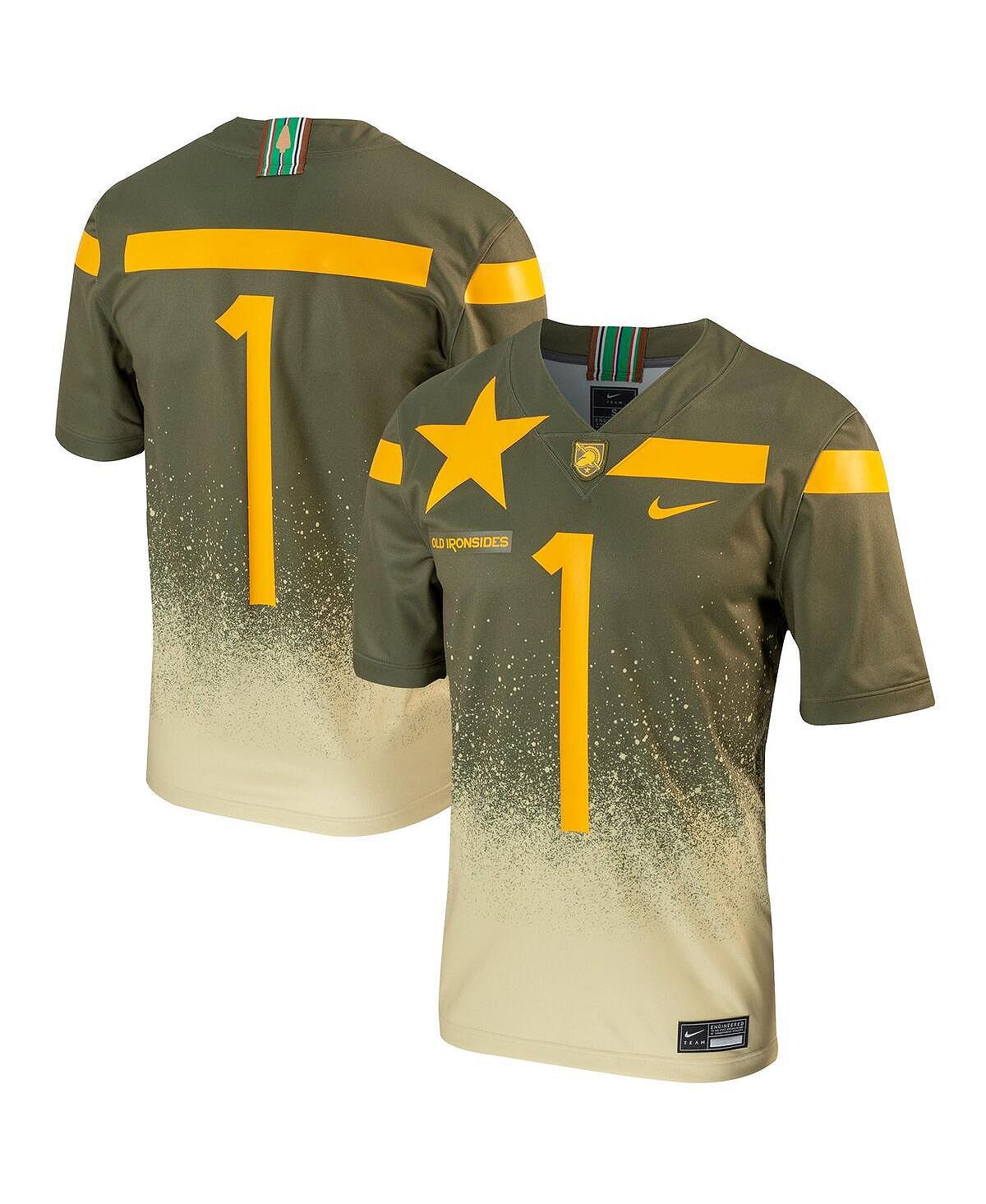 

Мужская #1 olive army black knights 1st armored division old ironsides untouchable football jersey Nike