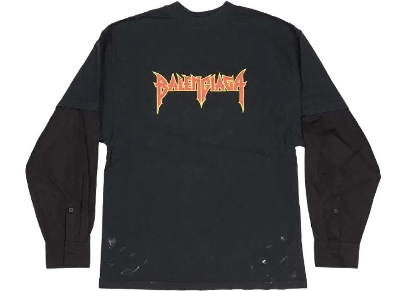 Мужская футболка с длинным рукавом Balenciaga Metal Logo Layered L/S T-shirt, Black