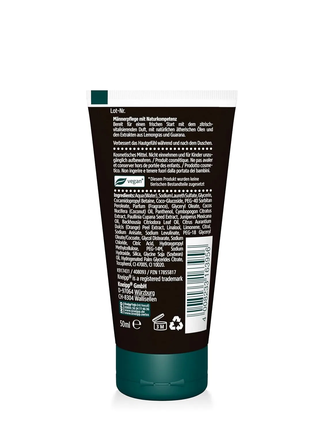 Гель для душа Kneipp Men Shower Ready to Start, 50 мл, Lemongrass — фото 2