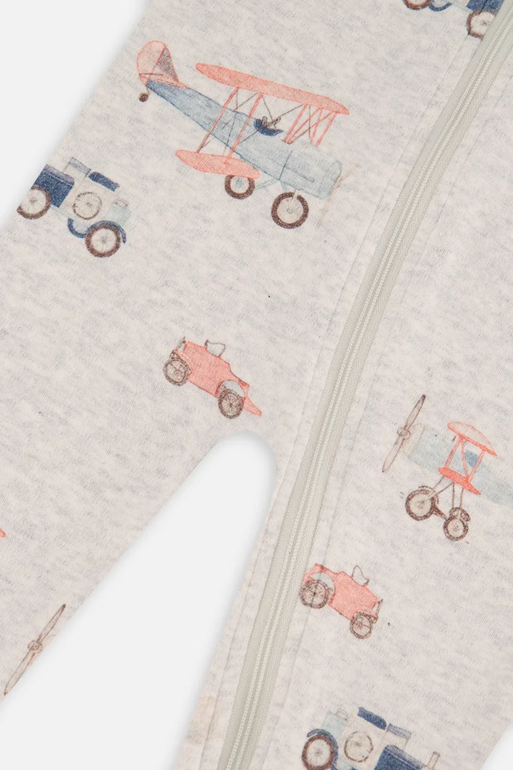 Детский комбинезон для сна с длинным рукавом и принтом самолетов Deux par Deux, Beige Printed Airplanes — фото 3