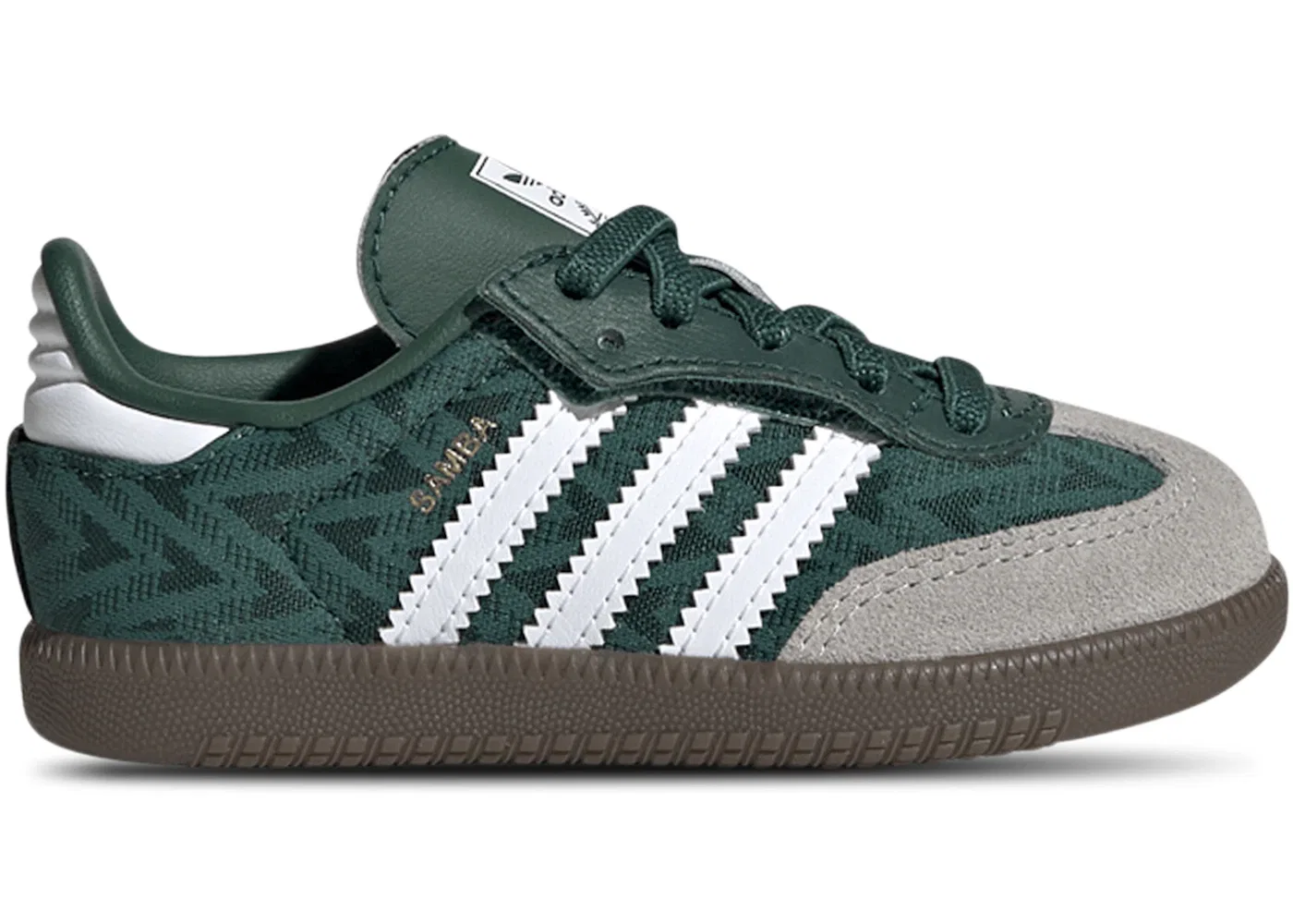 Детские кроссовки с закрытой шнуровкой Adidas Samba OG Comfort Closure, Collegiate Green/Cloud White/Gum