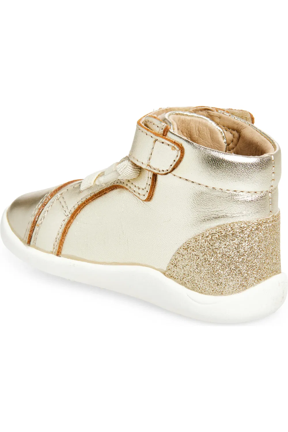 Кроссовки детские высокие на металлической коже Pushka Old Soles, Gold/Sporco/Glam Gold — фото 2