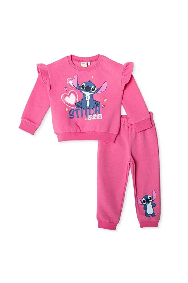 Детский комплект спортивного костюма для девочек на флисе Lilo & Stitch, Pink